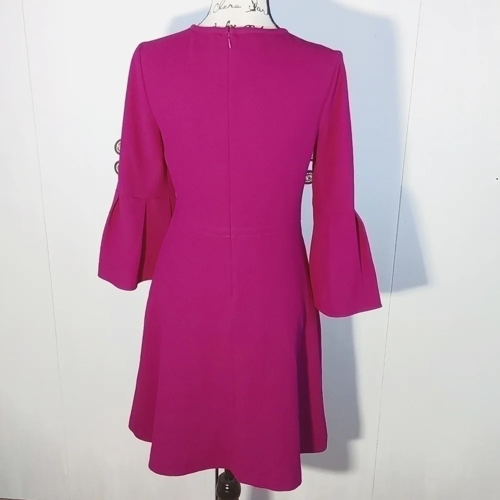 Eliza J |Womens Fuschia Bright Pink Midi Dress Flare Sleeves Fun & Flirty Sz.4 - Picture 5 of 9